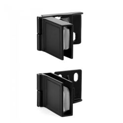 Bisagra Puerta de Cristal Interior Negro - Herrajes para Muebles