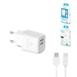 Unico HC1744 Cargador de hogar dual U con cable MICRO 2.4A