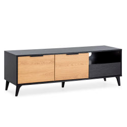 VS Venta-Stock - Mueble de TV modelo Kalma 2 puertas 1 cajón en color negro