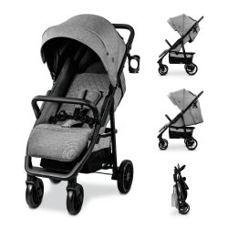Asalvo Silla de Paseo para Bebés Ness 2 gris - Desde el nacimiento hasta los 22 kg, Capota extensible con visera, Ajustable, Tejido extraíble y lavable