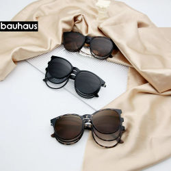 X3188 Gafas de sol magnéticas para mujer, montura de gafas polarizadas 2 en 1 con clip, lentes polarizadas