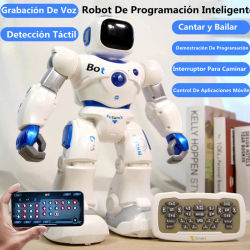 Robot RC con Control por APP, 2.4GHz, Modo Dual, Programable, Demostración, Camina/Desliza, Sensor Táctil, Grabación de Voz, Canta, Baila, Juguete Educativo