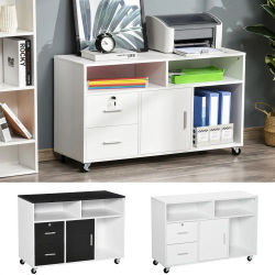 HOMCOM Mueble Archivador de Oficina con Ruedas Cajones y Estantes 100x35x65 cm