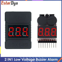 Probador de voltaje de batería Lipo 1-8S BBX1-8S 2 en 1/alarma de zumbador de bajo voltaje/comprobador de voltaje de batería altavoces duales para Lipo/Li-ion