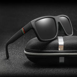 Gafas de Sol Polarizadas Fashion Square para Hombre, Gafas de Sol Vintage de Plástico para Hombre, Gafas de Sol Deportivas Negras Elegantes para Mujer con Protección UV400