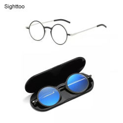 Sighttoo, gafas para presbicia TR90 portátiles ultrafinas con estuche magnético, gafas de lectura antirayos azules de aluminio espacial para hombres y mujeres