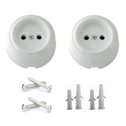 2 uds toma de corriente de pared Vintage de porcelana, 2P, Interrupteur Vintage,sin conexión a tierra, 240V,16A