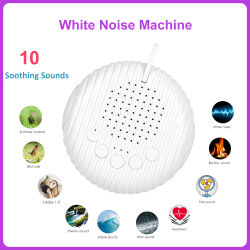 Máquina de sonido de ruido blanco, máquina portátil para dormir para bebés, 10 sonidos relajantes, volumen ajustable, batería recargable integrada, USB