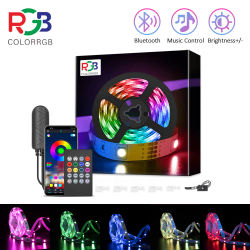Tira de luces LED de colores RGB, Bluetooth, control remoto, sincronización de música, cambio de Color, decoración del hogar, habitación