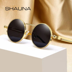 SHAUNA Retro Primavera Punk Gafas de sol Moda Redonda Shades UV400