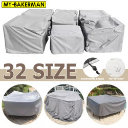 Funda para Muebles de Diferentes Tamaños, Impermeable, para Jardín, Patio, Playa, Sofá, Silla, Mesa, Fundas Negras y Plateadas, Protección Contra la Lluvia