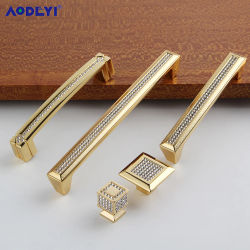 Tiradores de cajón de cristal de plata de oro Real de 24K, manijas de cocina, vino de diamante, decotación de armario, perillas de muebles