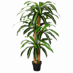 Outsunny Planta Artificial Decorativa Dracaena con Maceta Árbol Sintético para Jardín Oficina Salón Ø20x160 cm Verde