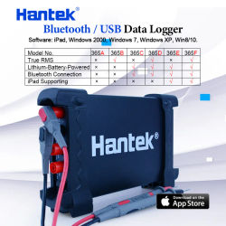 Registrador de Datos Bluetooth/USB Hantek, True RMS, Voltaje, Corriente, Resistencia, Capacitancia, Diodos, Compatible con iPad 365A/B/C/D/E/F
