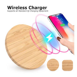 Cargador inalámbrico de bambú, almohadilla de carga rápida para iPhone, Samsung Galaxy, AirPods Pro 2, OPPo Vivo, Oneplus, Huawei, 15W, 10W