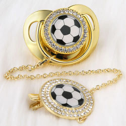 Chupetes de lujo chupete personalizado tetinas para bebé chupetes para bebes Chupete de bebé con Clip, para fútbol, venta transfronteriza