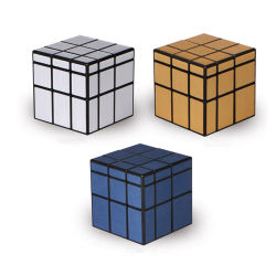 QiYi-cubo mágico con espejo, rompecabezas de velocidad, juguetes para bebés y niños con pegatinas adhesivas doradas y plateadas, 3x3x3