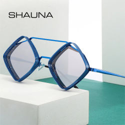 SHAUNA gafas de sol Retro Steampunk para hombre, montura hueca de Metal, gafas de sol con gradiente de espejo UV400, gafas de sol Punk para mujer