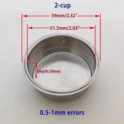 Cesta de filtro presurizada para máquina de café de doble taza de 51mm, piezas para cafetera