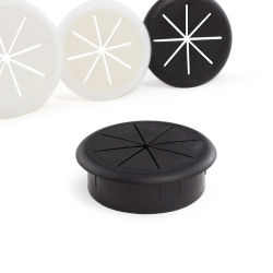 Pasacables flexible de goma de 2 pulgadas, negro y blanco, para cubrir orificios en escritorios, mesas y muebles, organizador de cables