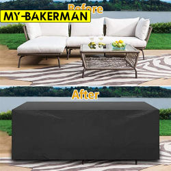 Fundas impermeables para Patio exterior, 62 tamaños, alta calidad, para muebles, mesa, sofá, tela Oxford 210D, cubierta antipolvo negra
