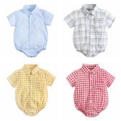 Sanlutoz-monos de algodón para bebés, ropa para recién nacidos, de manga corta, a cuadros, de verano