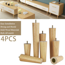 4 Uds M6/M8/M10 patas de muebles de roble con tornillo estilos europeos patas de sofá de madera de goma cónicas para mesa muebles de gabinete pies elevados