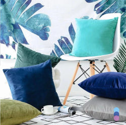 Funda De almohada De terciopelo, funda De almohada De 40x40cm para sala De estar, sofá, cojines decorativos, decoración del hogar, Housse De Coussin, amarillo, verde y azul