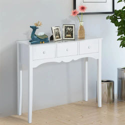 HOMCOM Mueble Mesa Recibidor Entrada Tocador Consola con 3 Cajones 100x32x85cm