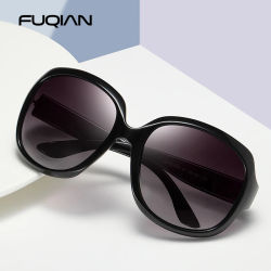 FUQIAN, diseño de marca, gafas de sol redondas polarizadas elegantes de gran tamaño para mujer, gafas de sol de plástico grandes a la moda simples para mujer UV400