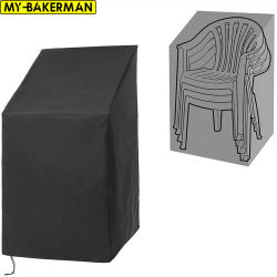 Cubierta antipolvo para sillas apilables, bolsa de almacenamiento, protección de muebles, impermeable, color negro, exteriores, jardín, terraza