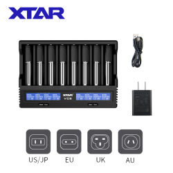 XTAR-cargador de batería VC8 18650, cargador de batería USB C QC3.0 3A, carga rápida 21700, baterías recargables de iones de litio 1,2 V AAA AA