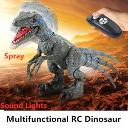 Robot Animal a Control Remoto de Alta Simulación con Función de Pulverización, Caminata, Sonido, Canto y Baile, Dinosaurio RC Multifuncional con Pulverizador