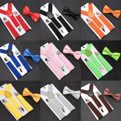 Tirantes con pajarita para niños, conjunto de pajarita a la moda para niños, tirantes ajustables para niñas, accesorios para corbatas de boda para bebés