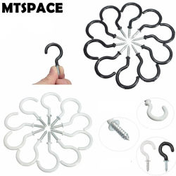 MTSPACE-colgador de imagen de planta recubierta, gancho de tornillo de taza de plástico, soporte de joyería, ganchos de hierro para colgar luces, cortinas, 55mm, 10 unidades por juego