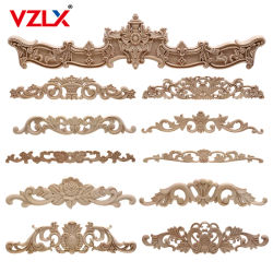 VZLX-Apliques de esquina tallados en madera Floral, calcomanía tallada en madera Vintage para muebles, marco de puerta de armario, manualidades decorativas para el hogar y la pared