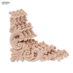 Aplique de esquina tallado en madera, marco sin pintar, calcomanía de armario para decoración de muebles del hogar, 12x12cm, 4 unidades por juego