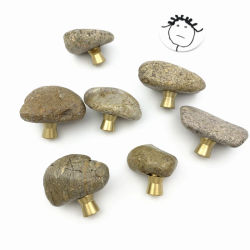 LCH Estilo nórdico estilo rural perilla de piedra Natural tirador de muebles manija de aleación de Zinc Base de piedra Natural gancho de ropa
