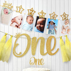 Soporte de fotos de estrella para pared, marco de fotos, decoraciones para fiesta de primer cumpleaños, Baby Shower, cumpleaños de un año, manualidades, pancartas