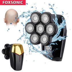FOXSONIC nueva afeitadora para hombres 7D independiente 7 cortador cabeza flotante maquinilla de afeitar eléctrica impermeable recortadora de barba para hombres