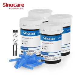 Sinocare-tiras de prueba de glucosa en sangre, lancetas para Monitor de Diabetes, 25/50/100/200/300/400 piezas, safe-accu