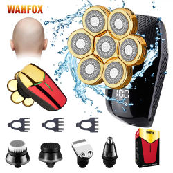 Afeitadora WOHFOX para hombres 7D independiente 7 cortador de cabeza flotante maquinilla de afeitar eléctrica impermeable recortadora de barba máquina cortadora nueva