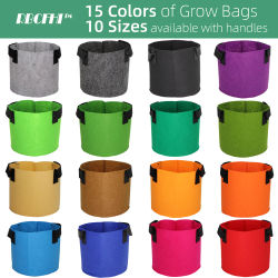 RBCFHI-bolsas de cultivo de plantas coloridas, contenedor de maceta para aireación de flores y verduras, bolsa para plantas de jardinería con asas, 1-20 galones