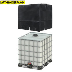 Cubierta de mano IBC negra, cubierta protectora a prueba de polvo de 275 galones para cubierta de muebles de jardín de paletas de tanque de agua IBC