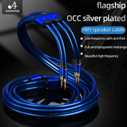 Cable de Altavoz HIFI Chapado en Plata ATAUDIO OCC, Cable de Altavoz Principal de Alta Fidelidad, Cable de Audio Plano