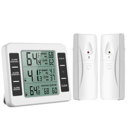 Termómetro Digital para nevera, termómetro inalámbrico para congelador con Monitor de temperatura interior, 2 sensores inalámbricos, termómetro para refrigerador