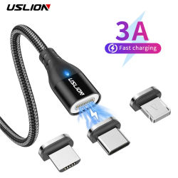 Cable cargador magnético USLION, Cable USB Micro tipo C, carga rápida para iphone 12, Cable de carga de datos magnético, Cable adaptador de teléfono