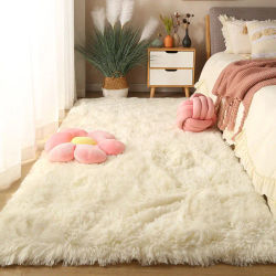Alfombra lavable de pelo largo para sala de estar, alfombra grande y esponjosa para mesa de centro, alfombras gruesas para dormitorio de niña de 160x230, alfombras antideslizantes para interiores.