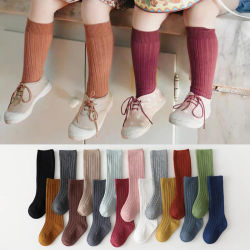 Calcetines españoles para niños, calcetines de algodón a rayas para niños y niñas, calcetines largos transpirables hasta la rodilla para bebés, calcetines de uniforme escolar de 0 a 7 años