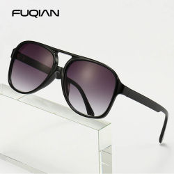 FUQIAN gafas de sol Retro de gran tamaño para hombres y mujeres, gafas de sol polarizadas de piloto a la moda para gafas Unisex Vintage con gradiente para exteriores